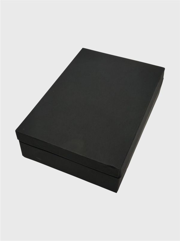Premium black corporate gift box with sleek kappa board construction and professional shoulder neck design